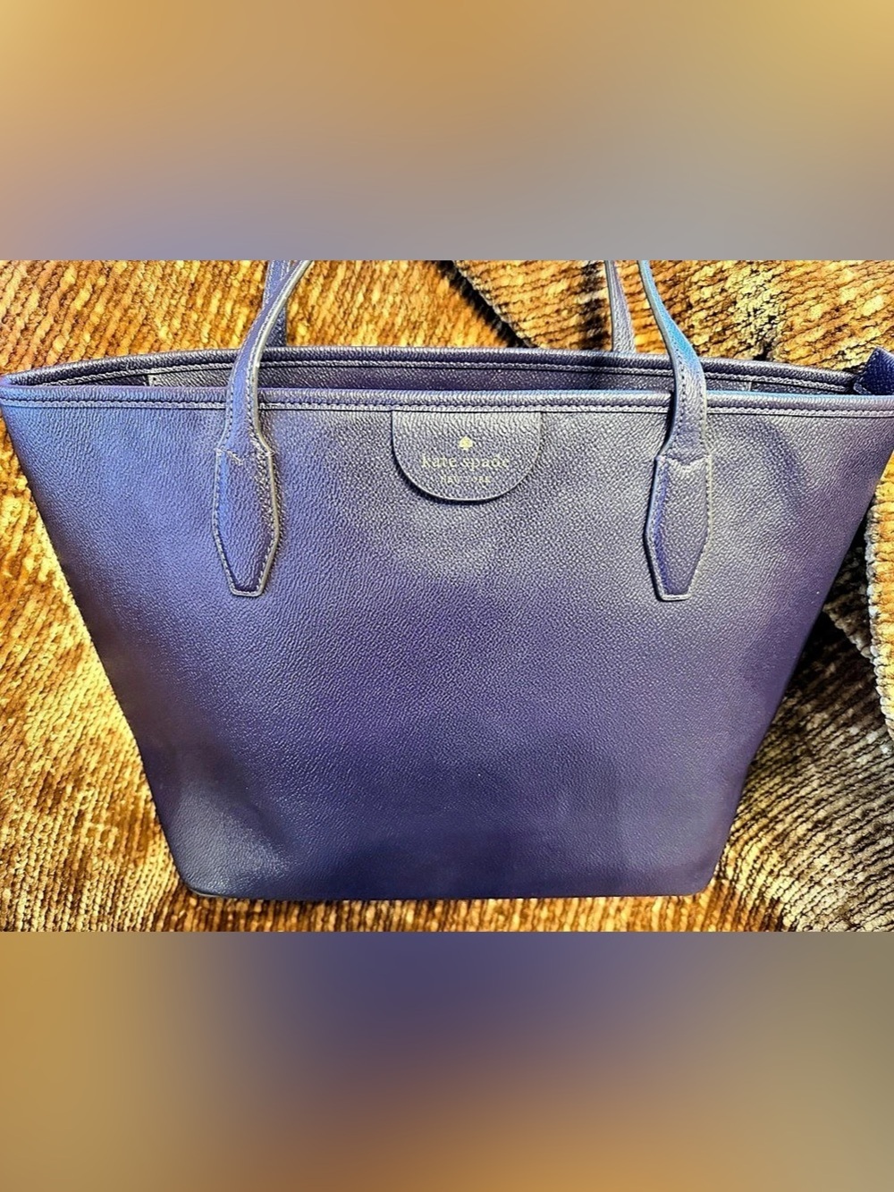 Kate Spade Purple Leather Tote Bag + Matching Mini Coin Purse Large